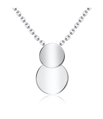 Overlap Round Disc Silver Necklace SPE-3208